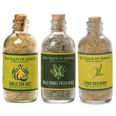 Sea Salts of Hawaii Variety 3 Pack, Lemon Rosemary Salt, Roasted Garlic Salt,...