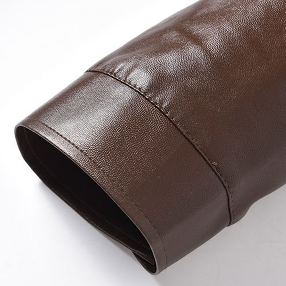 Men's Windproof PU Leather Jacket Stand Collar Casual Outerwear XL 4XL ...