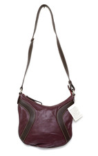 Misuri Italy Burgundy & Brown Leather Crossbody Bag Satchel Boho-NWT