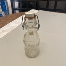 Retro Glass Milk Bottle w Top  Grandma Wheato...