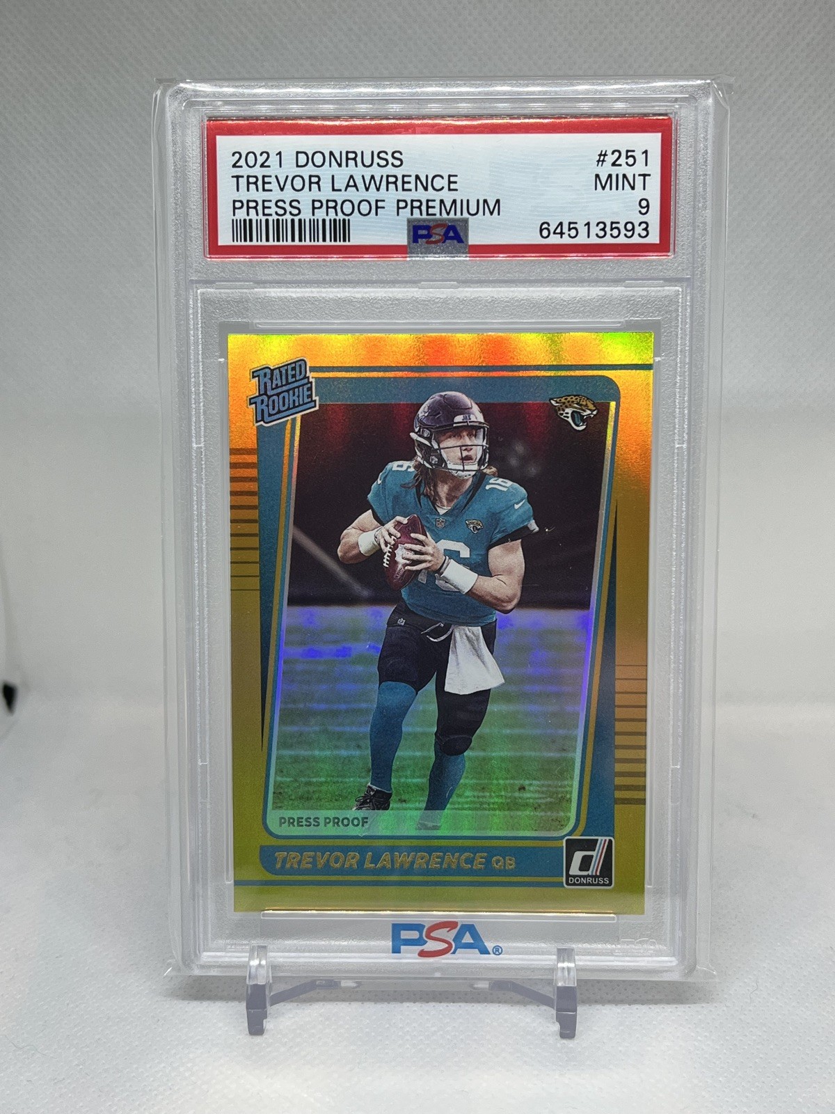 2021 Panini Donruss Rated Rookie Trevor Lawrence Press Proof Bronze PSA9 Jaguars
