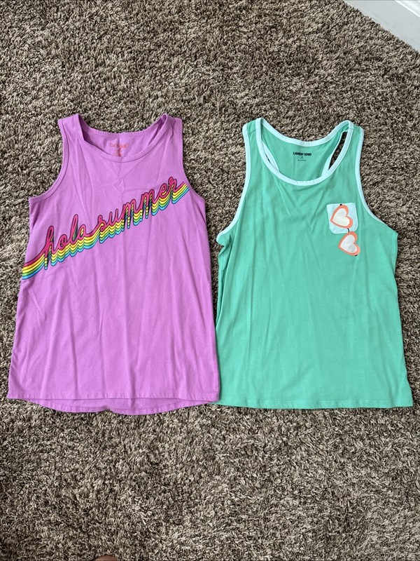Lands’ End & Cat & Jack TWO tank tops For Girls- Size 10/12-VGUC