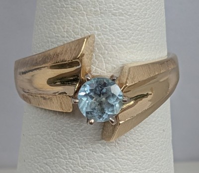 14k Gold Natural Aquamarine Size 6.5-6.75 Ladies Ring 5.1 grams..5mm, Hallmrk CR