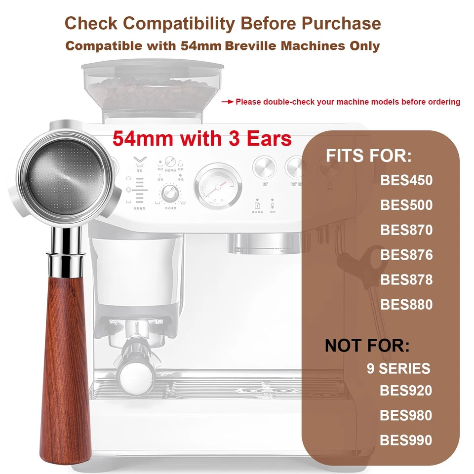 54mm Bottomless Portafilter with Puck Screen & WDT Tool – Compatible with Bre... - Image 3 of 4