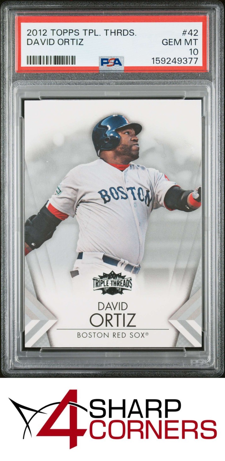 2012 TOPPS TRIPLE THREADS #42 DAVID ORTIZ HOF POP 1 PSA 10 view 1