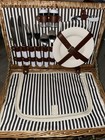 Picnic Basket Wicker Set for 2 Glass Plates, Stemware, Metal Utensils — photo 4