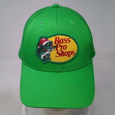 Bass Pro Shops Trucker Hat Green Snapback OS Christmas Santa Bass