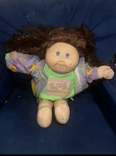 1989 Curly Brown Hair Cabbage Patch Doll With OG Clothing 