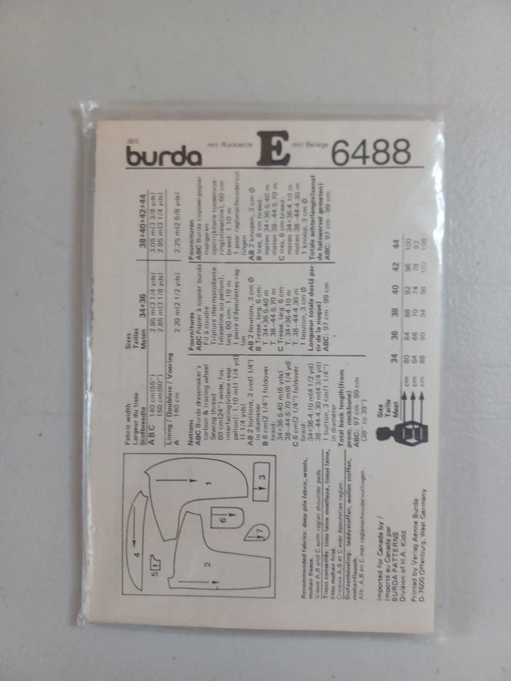 Burda Super Easy 6488 Sewing Pattern Womens Sz 8-18 VTG Coat Shoulder Pads Uncut - Image 2 of 4