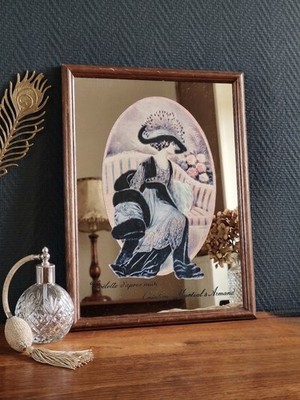 Vintage gerahmter Spiegel ''Nachmittagstoilette'' - Creation Martial & Armand