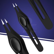 Pointed Tip Tweezers Precision Needle Easy Non-Slip Rubber Grip, Stainless Steel