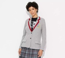 Beetlejuice Blazer Gray W Northanger Prep School Crest Kids XL (14)