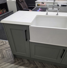 Grey & White Painted Wood Freestanding Kitchen Sink Unit with Sink