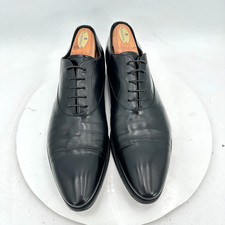 Prada Men Size 7.5 Black Shiny Leather Cap Toe Lace Up Oxford Dress Shoes
