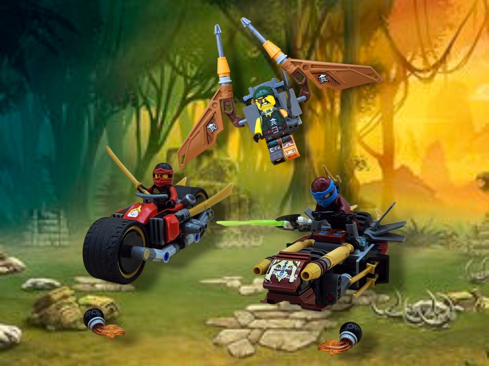 2016 Retired Lego Ninjago (70600) Ninja Bike Chase Set Compl