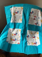 Cute Pieced Turquoise w Sesame Street Print Cookie Monster Elmo Fabric Blanket