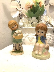 Vintage Porcelain Children Figurines Made In Taiwan 4 1/2  & 4"