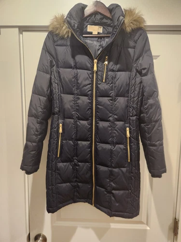 Parka invernale donna Michael Kors blu navy e oro taglia small