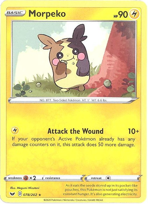 Pokemon Card - Sword & Shield 078/202 - MORPEKO (rare) - NM/M