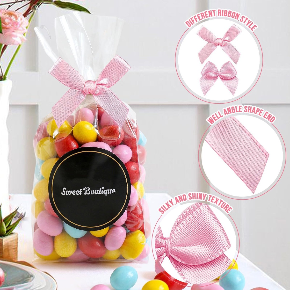 Skyygemm 16-Pack Pink Coquette Bow Gift Bags – Small Kraft Paper Goodie Bags With Handles For Parties & Favors - View #13