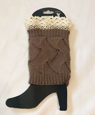 2 Pack Women Crochet Knitted Button Boot Cuffs Leg Warmer- New Sz L