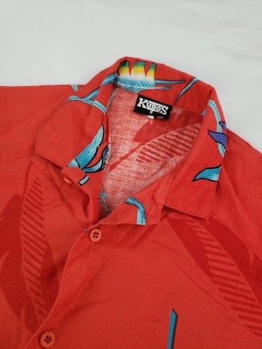 Men's Kudos Small Red Floral Short Sleeve Button Down Shirt - Picture 6 of 17