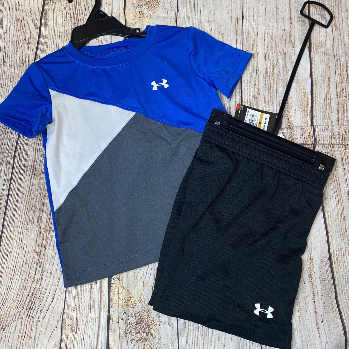 Under Armour 2T 3T 4T Blue Black Gray Colorblock Outfit Set Summer