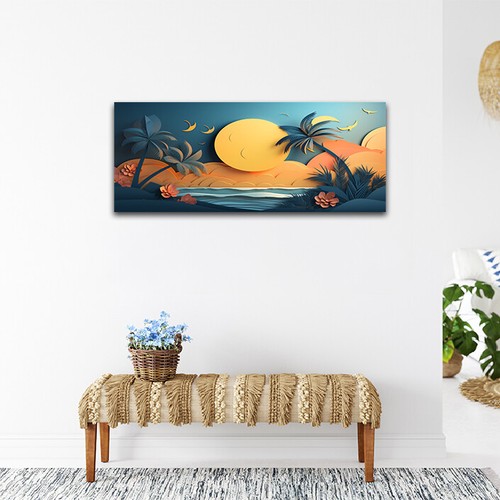 River side Palette Palms trees Wall Art Poster Canvas Print Picture Home Decor - Picture 7 of 16