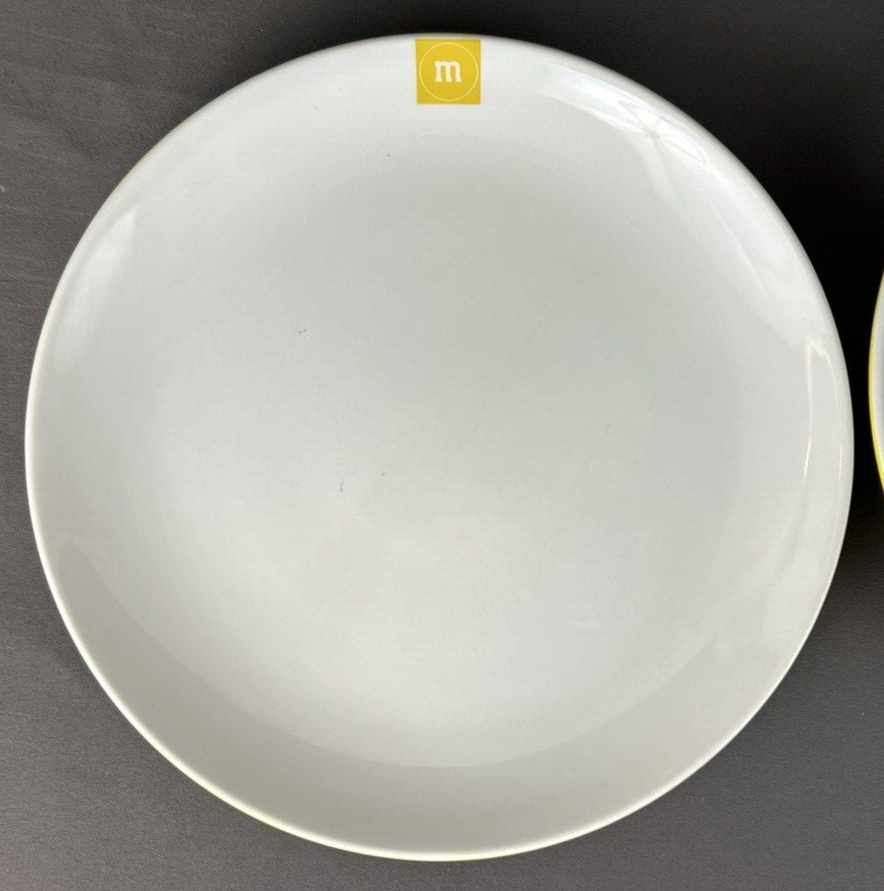 2 M&M's World M & M Ceramic 9.25" Luncheon/Salad Plates Yellow Bottom