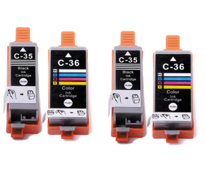 4PK PGI 35BK CLI 36C Ink Tanks + chip for Canon Pixma iP100 iP110 TR150 w/ chip