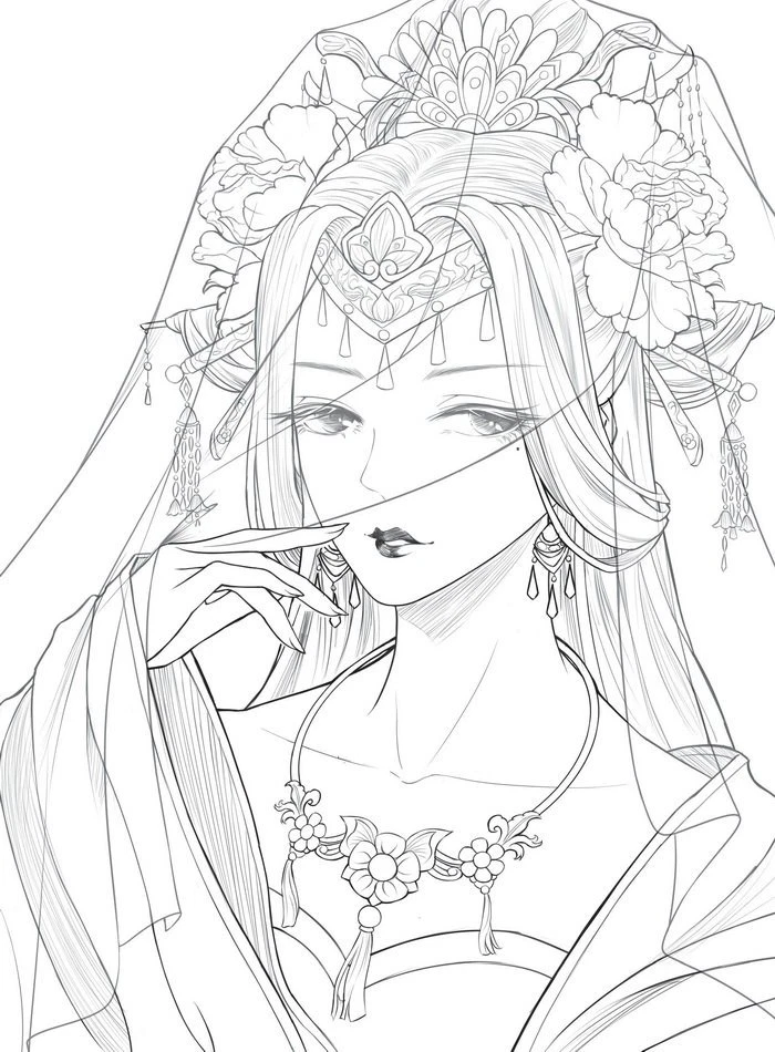 Coloring book for adults kids Chinese line drawing book ancient figure painting - Image 4 of 4