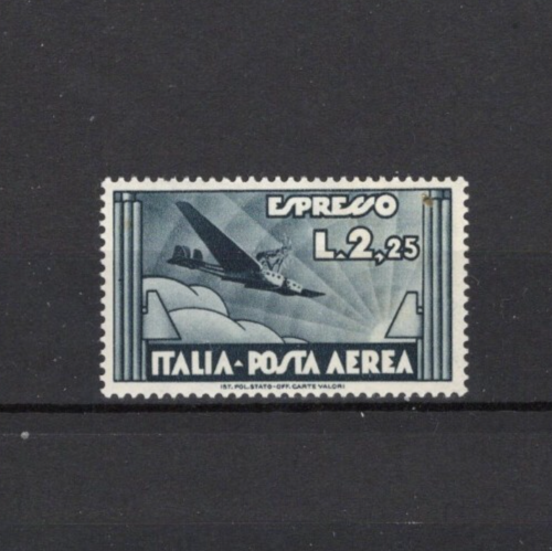REGNO D'ITALIA 1933 - ESPRESSO AEREO L. 2,25 ARDESIA NUOVO SENZA LINGUELLA - Foto 1 di 2