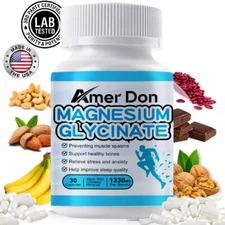 Magnesium Glycinate 1330MG Complex Capsules 57% DV High Absorption Magnesium USA