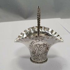 kl. Puppenstube - Korb&nbsp;Silber punziert Hanau Pseudo F. Reusswig