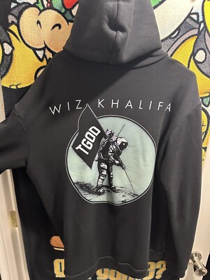 Wiz Khalifa T God Black Hoodie  TGod Green Astronaut Full Zip Back Graphic 2XL