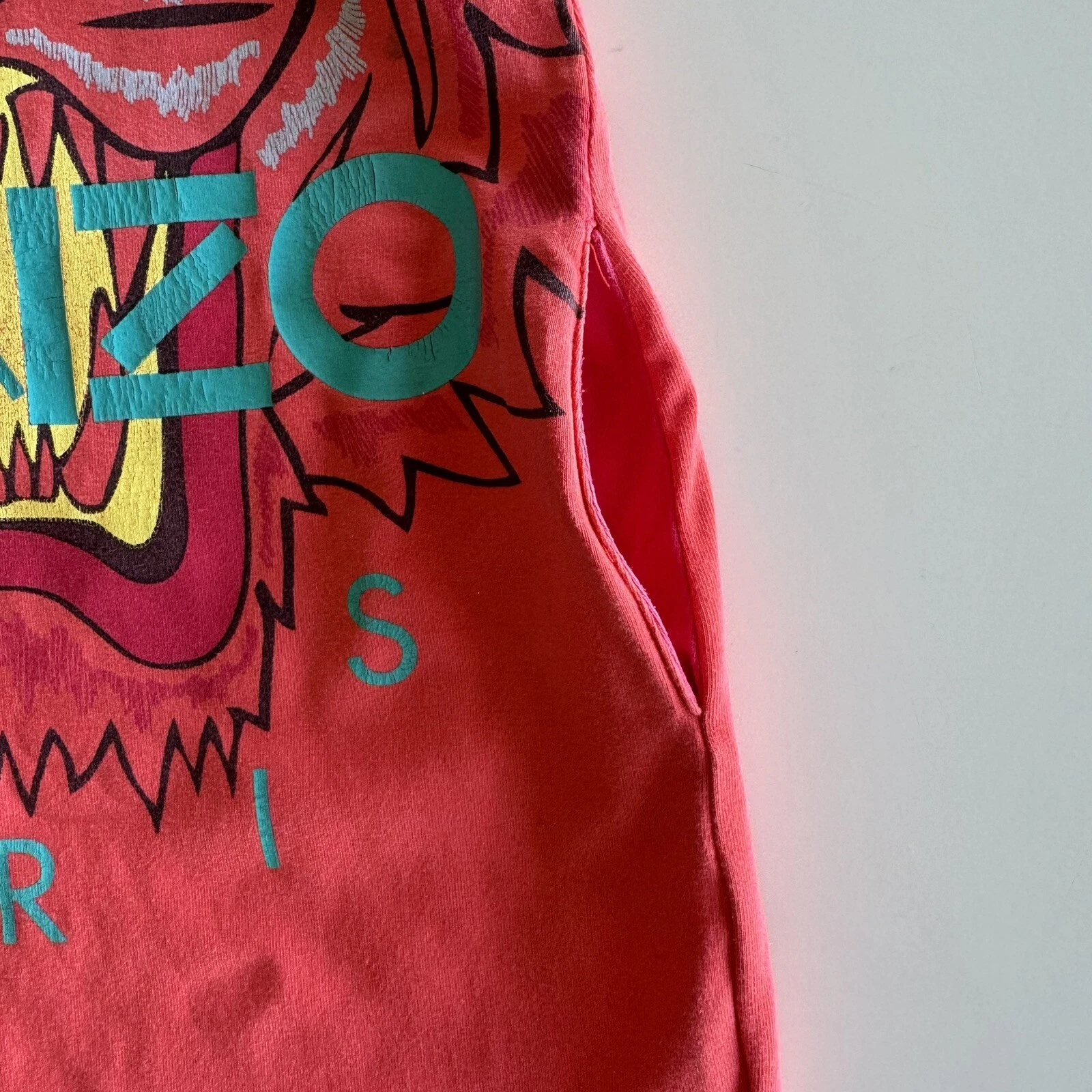 Kenzo Vestito Bambino Arancione Età 4 Anni Bambina Vestito Tigre Kenzo Tigre Vestito Arancione