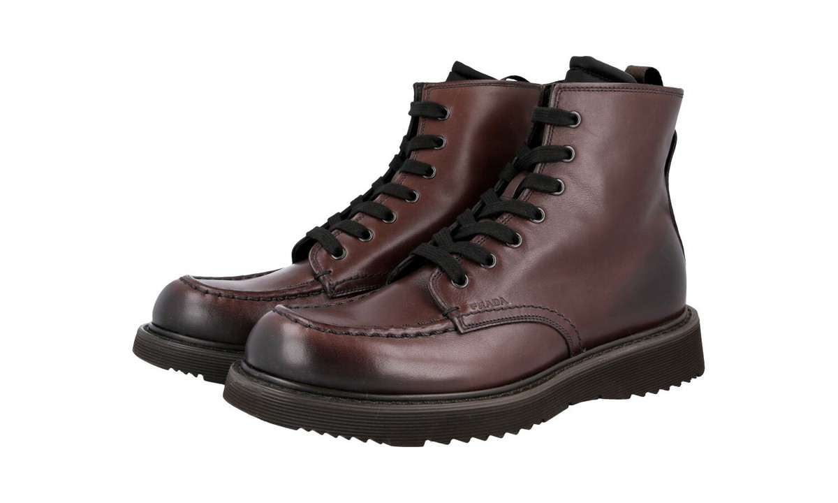 AUTH LUXURY PRADA LEATHER HALF-BOOTS AUTH LUXURY PRADA HALF-BOOT SHOES 2TC039 BROWN NEW US 10.5  main image 3
