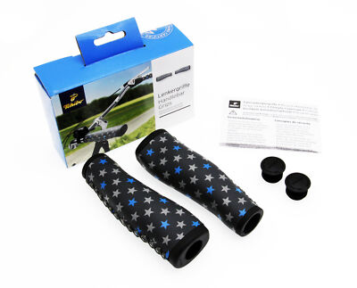 Tchibo MTB Cycle Bike Ergonomic Handlebar Grips Blcak Star Decals