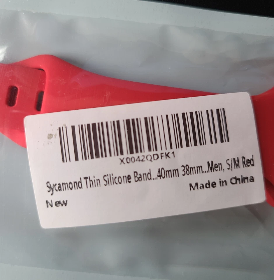 Correa delgada de silicona Sycamond compatible con Apple Watch 38 mm 40 mm más para hombre roja Foto 2 de 4