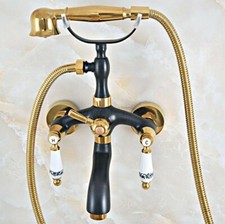 Black Gold Brass Bathroom Clawfoot Tub Faucet Set Hand Held Shower Mixer Tap