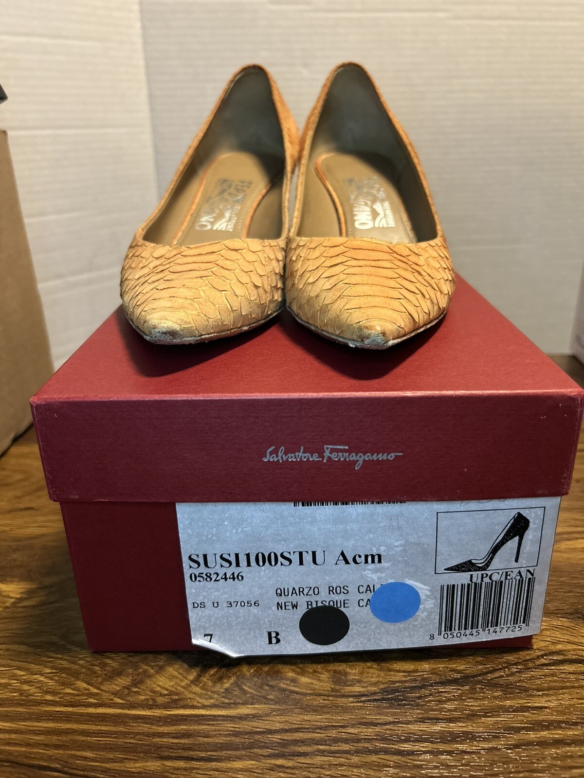 VTG Salvatore Ferragamo Susi Python Pattern Orang… - image 17