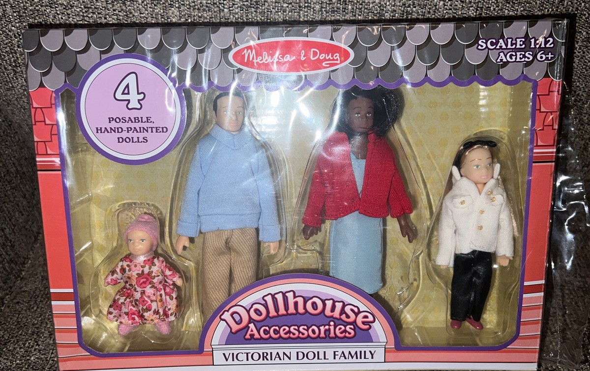 Melissa & Doug Dollhouse Victorian Doll Family of 4 *African