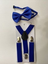 Blue Suspender and Bow Tie Set for Baby Toddler Kids Boys Girls USA Seller 
