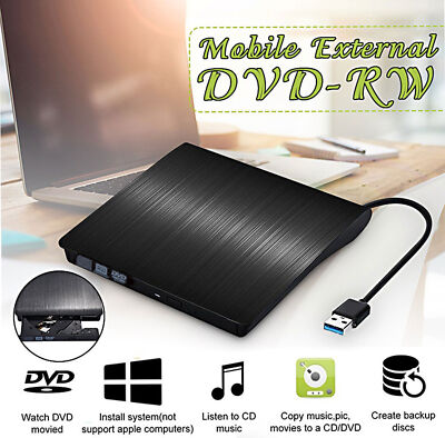 External CD DVD Drive USB 3.0 Writer Burner Player for PC Laptop Windows 11 10