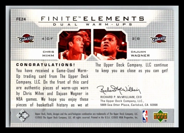 2003-04 Upper Deck Finite Elements Warmups #FE24 Chris Mihm/DaJuan Wagner - Image 2 of 2