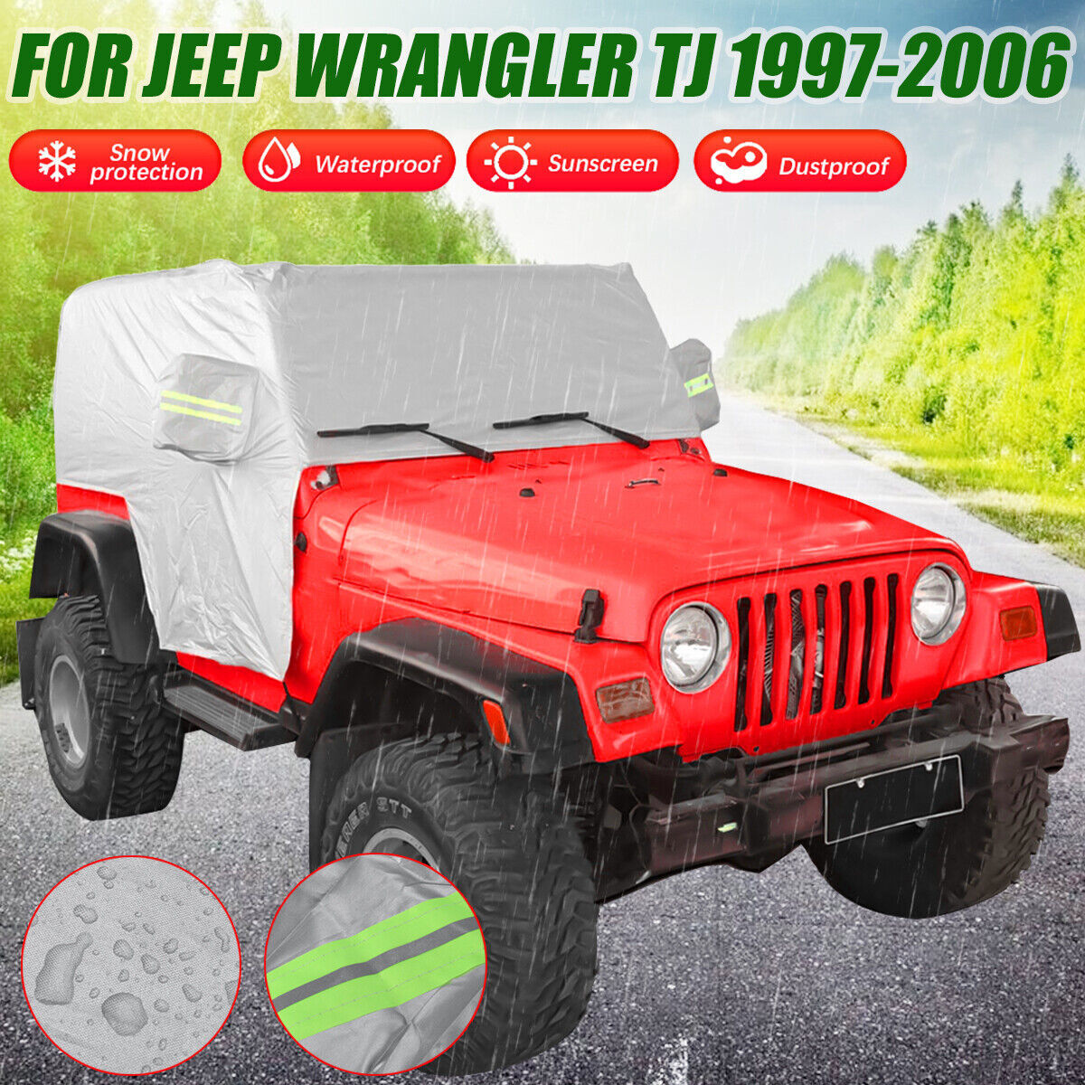 For Jeep Wrangler TJ Door 97-06 Car Half Cover Waterproof UV