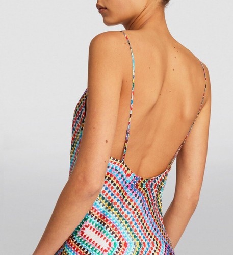 Allsaints Alexia Luisa Silk Blend Midi Slip Dress Asymmetric Multicolor Size 10 - Picture 3 of 17