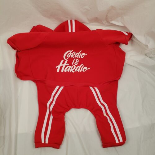 Jogging Suit For Dogs Red With White Stripes Cardio Is Hardio. Med-Large. - Picture 5 of 8