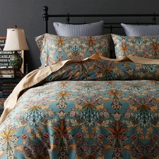Queen Size Bed Farmhouse Boho Bedding Set. 3 Piece Set