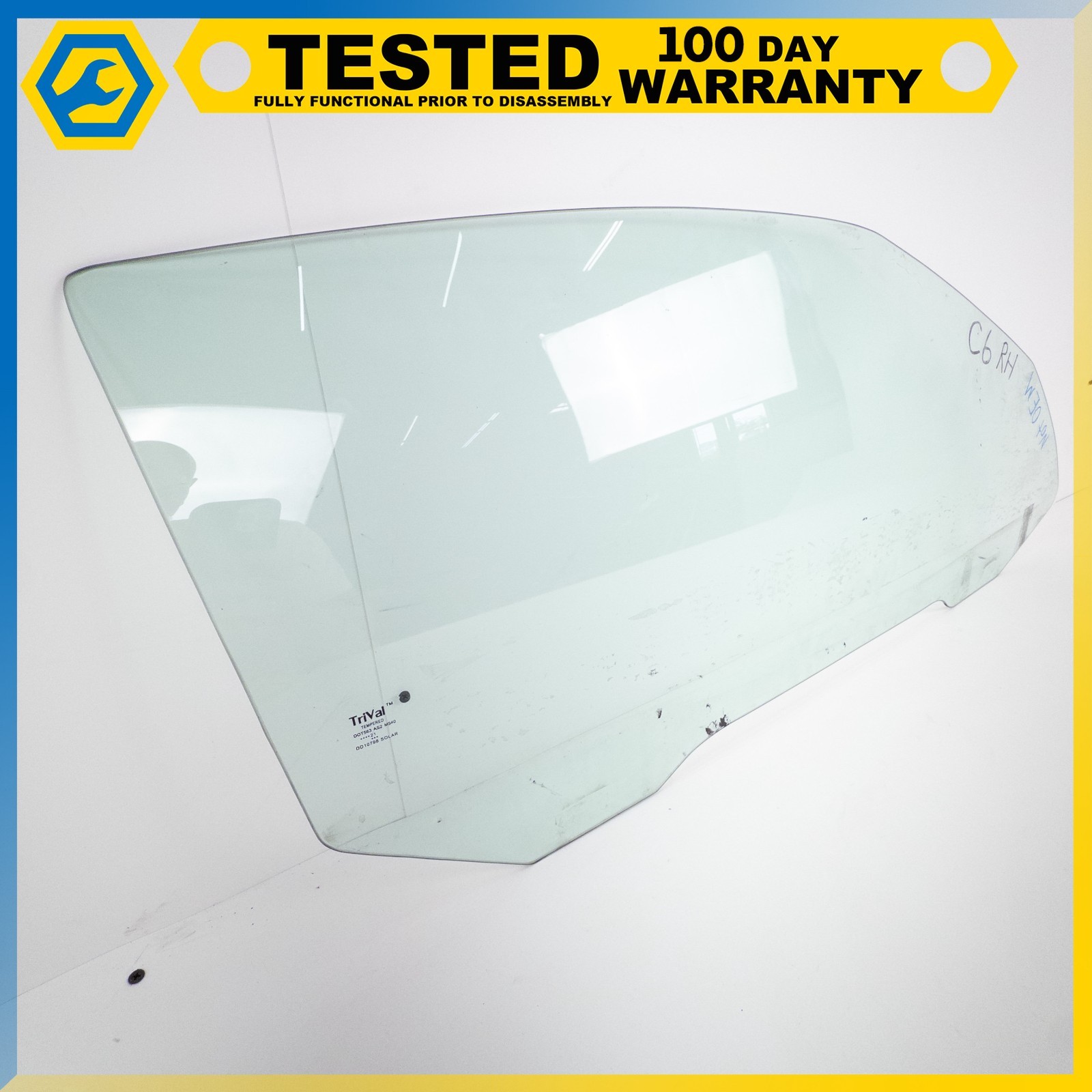 05-13 CHEVROLET CORVETTE C6 FRONT RIGHT PASSENGER SIDE DOOR WINDOW GLASS